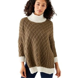 Mersea The Lisbon Traveler Mock Neck Sweater in Olive/Seasalt